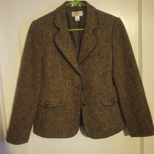 Talbots Classic Brown Tweed Blazer